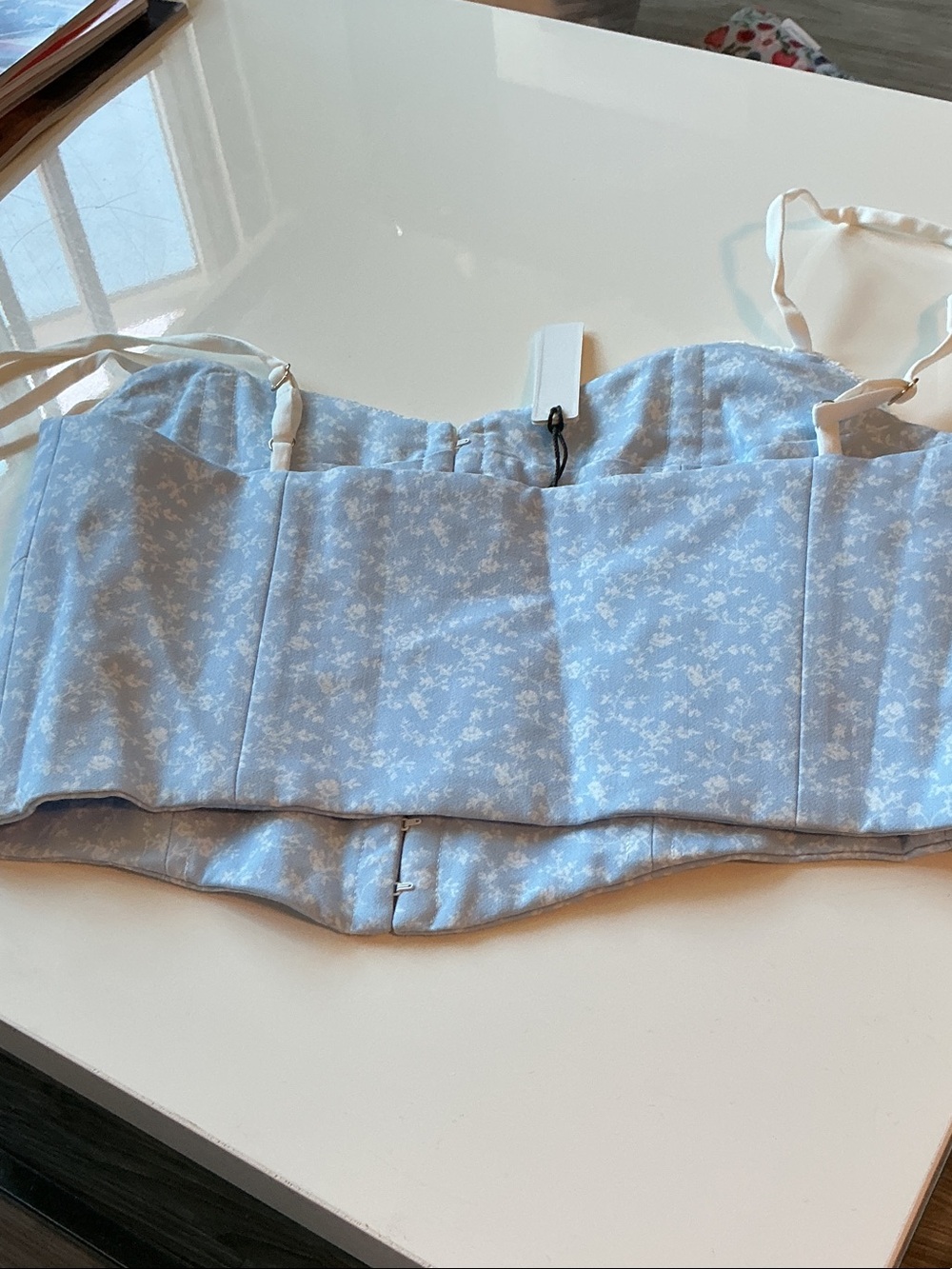 Rumored Light.  Blue Floral Bustier Crop Top S NWT - Picture 3 of 9